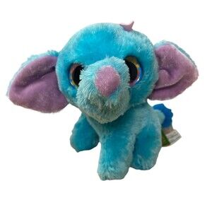 Wild Republic baby Blue Purple Elephant  5.5 inch Plush Sparkle Eyes 2015
